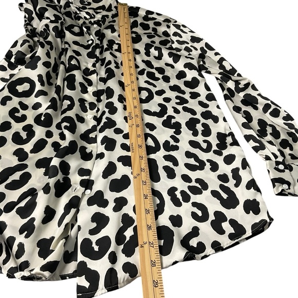 Zara Black and White Button Down Dress Shirt Collar Blouse - Picture 7 of 7